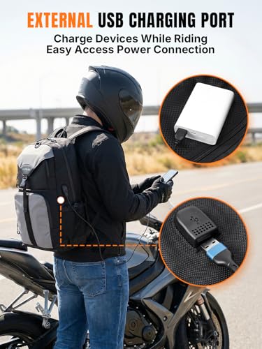 Oumurs Reflective Motorcycle Helmet Backpack, 35L Riding Backpack with Hidden Helmet Net, Hi-Vis Commuter Bag, 1680D Water-Resistant Travel Backpack with Laptop Compartment, Ventilated Back - color: Reflective