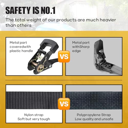 Ayaport Endless Ratchet Straps (No Hooks) 1" x 20' Heavy Duty Small Ratchet Tie Down Straps 1860lbs Break Strength Black Tie Downs for Cargo, Truck Bed, Motorcycle, 4Pcs - size: 20' x 1"-4pcs
