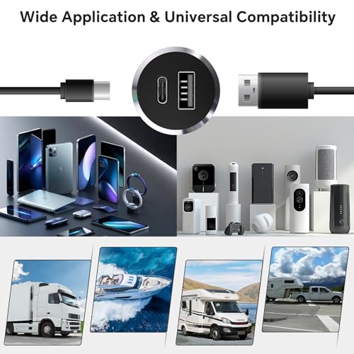 12V USB Outlet All-Aluminum QC 3.0 USB-A & USB-C PD3.0 Dual Fast Car Charger Socket, Recessed Mount Car USB Port for Car Truck Boat RV Camper Van Trailer (Small Version*2) - color: Small Version*2