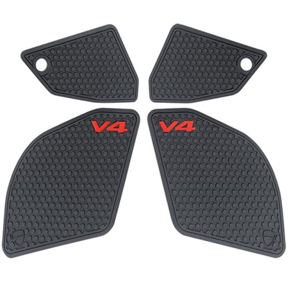 Fuel Gas Tank Pad Protector Stickers Decal Set Compatible with Panigale V4/V4S 2022 2023 2024- Anti-Slip Protective Kit, Black | 4-Piece