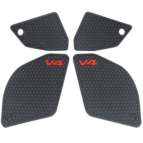 Fuel Gas Tank Pad Protector Stickers Decal Set Compatible with Panigale V4/V4S 2022 2023 2024- Anti-Slip Protective Kit, Black | 4-Piece