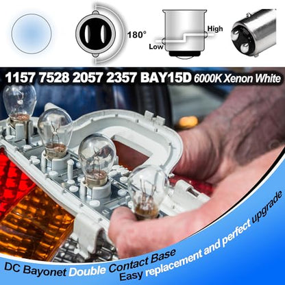 Heifymi DC12-24V 1157 Led Brake Light Bulb, BAY15D 7528 2057 2357 3 Watt Super Bright 6000K Xenon White LED Replacement Backup Reverse Daytime Running Light for Car Camper RV Trailer Boat, 2 Pack - color: 6000K Daylight White, size: BAY15D