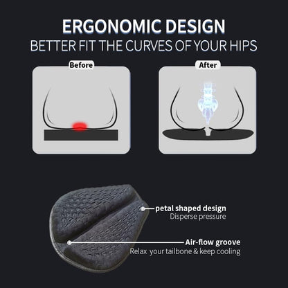 Feiteplus Gel Breathable Honeycomb Seat Cushion Velvet Cover 3D Honeycomb Structure Tailbone Pain Relief Egg Seat Cushion Winter Seat Cushions for Long Rides