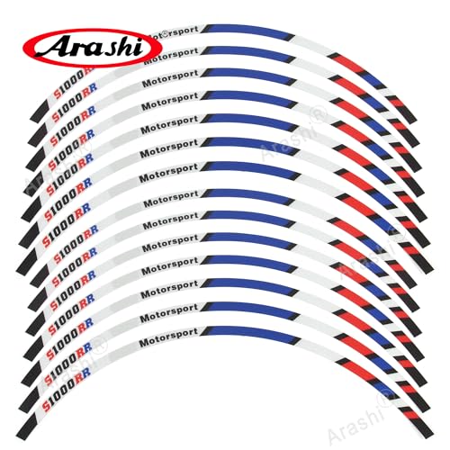 Arashi 17” Wheel Rim Strips Tape Stickers Decals for BMW S1000RR Motorcycle Accessories Waterproof Reflective Blue