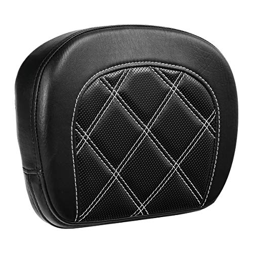 SLMOTO Passenger Sissy Bar Tour Trunk Bullet Detachable Pad Fit for Harley Touring Road King Road Glide Street Glide Electra Glide Softail 2018-2022 - color: Black White Rider Backrest Pad#101