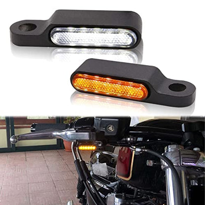 Rich Choices Handlebar LED Turn Signals Mini Motorcycle Blinkers Front Running Light Universal Compatible with Harley Sportster Dyna Honda Shadow Kawasaki Vulcan Yamaha V-Star Road Star - color: Black