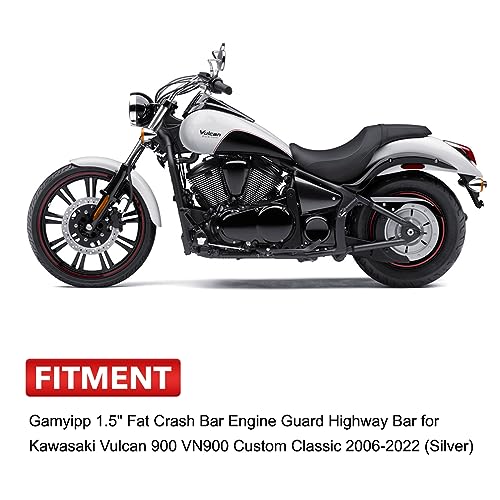 1.5" Fat Crash Bar Engine Guard Highway Bar for Kawasaki Vulcan 900 VN900 Custom Classic 2006-2023 (Matte Black) - color: Matte Black