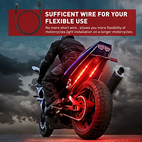 Nilight Extension Cable for Motorcycle LED Strip Lights 4PCS 2 Feet Extension Cords 3PCS 2 Way Y Splitter 4PIN Extension Cord for Underglow Neon Accent Light Strips Rock Lights