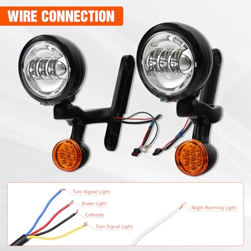 XFMT Motorcycle 4.5" Auxiliary Spot Fog Light LED Turn Signal Light W/Bracket For Harley Touring Road King 1994-Later Electra Glide 1997-Later Street Glide FLHX 2006-Later, Black + Chrome - color: Black + Chrome