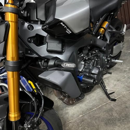 CNC Motorcycle Frame Sliders Crash Protector Pad Falling Protection Compatible With MT09 2025 2024 MT-09 2023 MT09 SP 2021 TRACER 9 GT FZ09 (Black) - color: Black