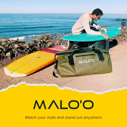 Malo’o Waterproof Dry Duffel, Heavy-Duty Roll Top Waterproof Gear Bag with Shoulder Strap & Molle Loops, Marine Duffel for Kayaking, Boating, Camping, Beach & Travel, Dark Green, 100L - color: Dark Green, size: 100L
