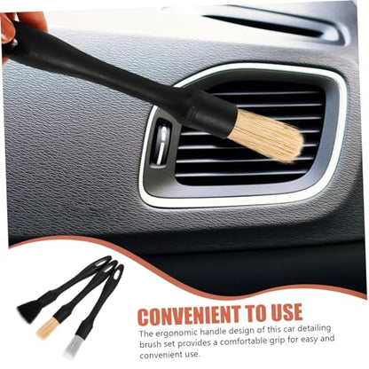 ULTECHNOVO 3pcs Automotive Detailing Brush Soft Bristle Interior Cleaning Kit for Cars Trucks and Motorcycles for Wheels Rims and Upholstery Material for Scratch Cleaning