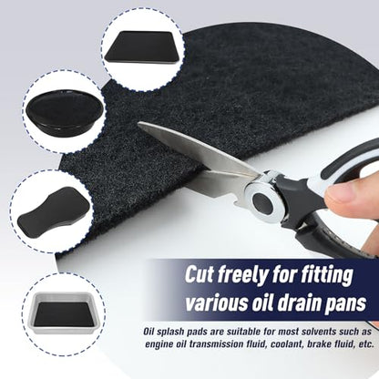 6 Pack 15'' Round Oil Drain Splash Pad, No Splatter Oil Splash Pad for Transmission Engine Changing, Oil Change Mat for Drain Pan, Heat-Resistant Cuttable Drip Pan Mat for Mechanic, DIY Automotive