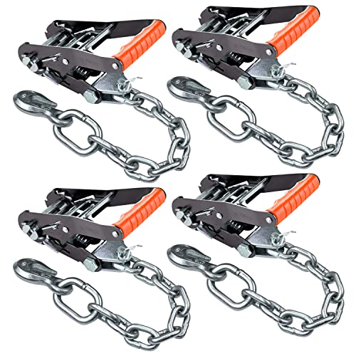 VULCAN Ratchet Buckle - Chain Anchor - 2 Inch Handle - Silver Series - 4 Pack - 3,300 Pound Safe Working Load - size: Chain Anchor Silver Series (4- Pack)