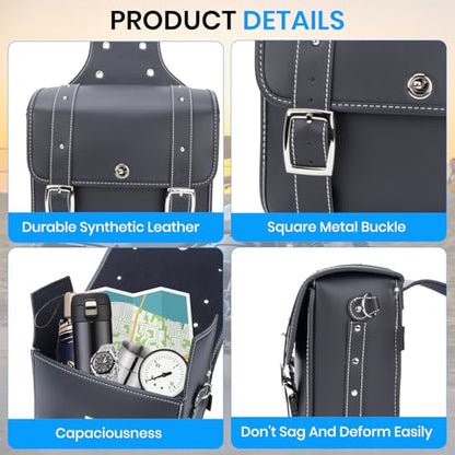 20L Motorcycle Saddlebags Water-Resistant Storage for Harley Sportster Softail Dyna Honda Shadow, Quick-Attach Remove Design with Bottle Bags, Universal Fit Large Capacity Luggage Bags (Black)