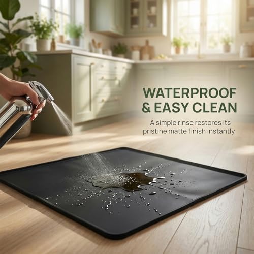 Oil Spill Mat for Under Car, Garage Floor Mat Drip Tray, Soft Silicone Oil Drip Pan with Raised Edge, Non-Slip No Splatter Driveway Pad for Auto & Home Floor Protection