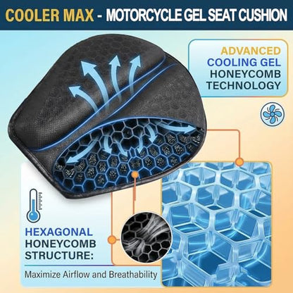 Motorcycle Seat Cushion 3D Honeycomb Motorcycle Gel Seat Cushion Petal Shape Design - Not Stuffy, Protecting Sensitive Areas, Stay Cool and Comfortable for Long Ride