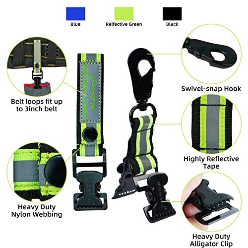 MELOTOUGH Firefighter Glove Strap | Work Glove Holder Clip with Glove Leash Swivel Snap Hook,Alligator Clip - color: Hi-vis Lime