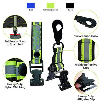MELOTOUGH Firefighter Glove Strap | Work Glove Holder Clip with Glove Leash Swivel Snap Hook,Alligator Clip - color: Hi-vis Lime