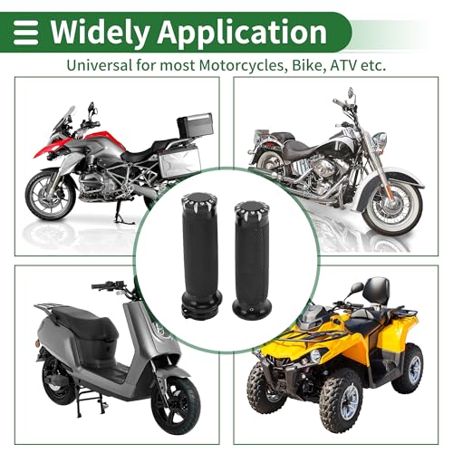 0.98"x0.98" Universal Motorcycle Hand Grips Cover Non Slip Aluminum Rubber Handlebar Grips for Motorcycle Scooter Bicycle ATV Black 1 Pair - color: Black