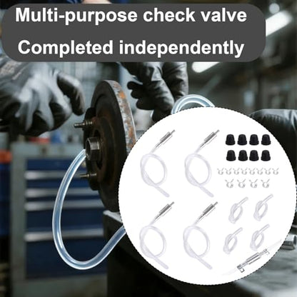 4 Sets Universal Brake Bleeder Hose Kit, One-Way Brake Bleeder Check Valve Tube Bleeding Tool with Metal Clamps Accessories for Car Motorcycle Bike DIY Service and Maintenance