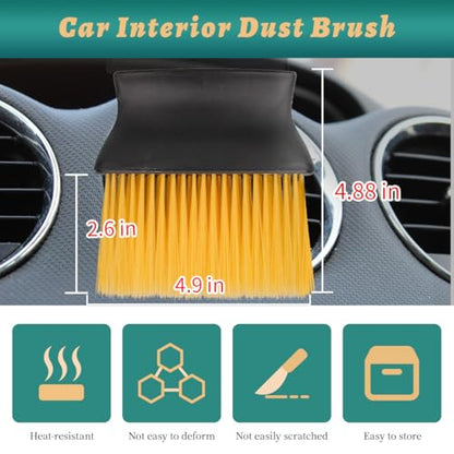 7PCS Car Detailing Brush Set, Ultra Soft Boars Hair Car Interior Detailing Brushes, Car Interior Detailing Kit for Cleaning Interior or Exterior, Car Accessories Interior Tools