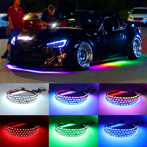 Underglow Lights for Car, 6 Pcs Led Strip Lights with RGB Dream Color Chasing, APP Control 12V Flexible LEDs Underbody Lights, Waterproof Underglow Led Light Kit