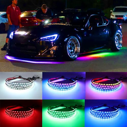 Underglow Lights for Car, 6 Pcs Led Strip Lights with RGB Dream Color Chasing, APP Control 12V Flexible LEDs Underbody Lights, Waterproof Underglow Led Light Kit