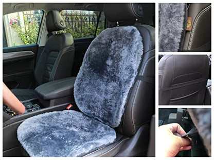 Genuine Sheepskin Car Seat Covers Shearing Car Seat Covers Sheepskin Wool Detachable Premium Car Seat Cover (1 Pack, Gray) - color: Gray