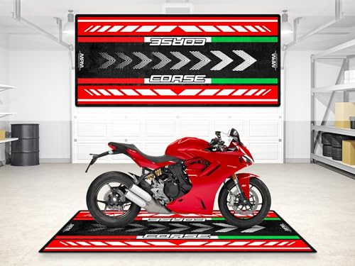 Parking Mat for Corse Motorcycle Models, Display and Pit Mat, Washable Non-Slip Garage and Showroom Floor Carpet (Size 1 : 86.6 x 39.4/220 x 100 cm) - color: Colorful Design, size: 3'3" x 7'3" (Oblong)