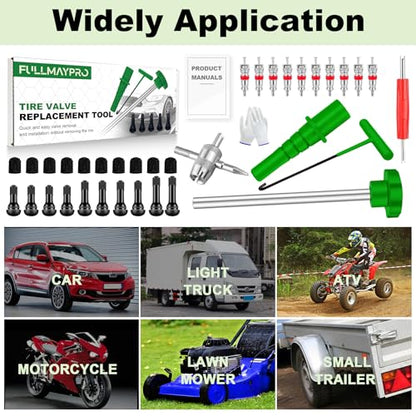 38PCS Tire Valve Stem Core Quickly Replacement Tool Kit,Quick Change Tire Valve Tool Kit for Replacing Leaky Valves in Cars,Trucks,ATVs,etc.with TR413/TR414/TR418
