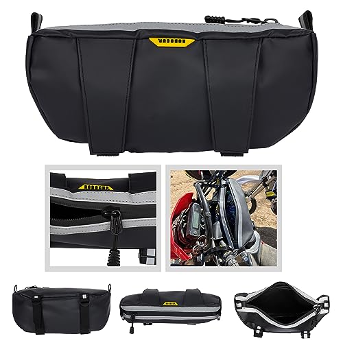 ROBOCUP Handlebar Trail Bag for Adventure Motorcycles, Dirt Bikes, ATV, eBikes | 2L Storage for Tools, Phone, Keys, Snacks | Heavy Duty Water Resistant PVC Material, Glove-Friendly Waterproof Zippers