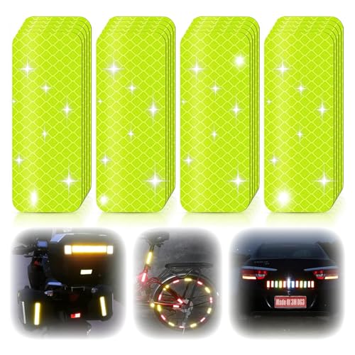 60Pcs Reflective Stickers Made of DG3, 3.15" x 1.18" Safety Reflective Tape for Car Bike Mailbox Helmet, Reflective Tape Outdoor Waterproof - Enhanced Night Safety & Wide Coverage - color: Yellow-60Pcs