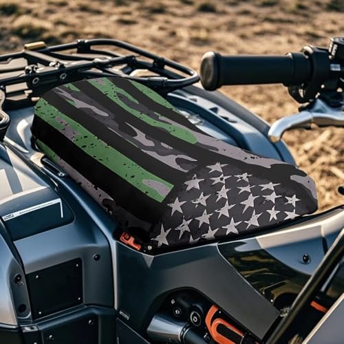 SEANATIVE ATV Seat Covers Four-Wheeler Seat Cover Waterproof Polyester Four Wheeler Accessories Camo US Flag Print Motorcycle Cushion Protector ATV Breathable Padded - color: Camo US Flag Print