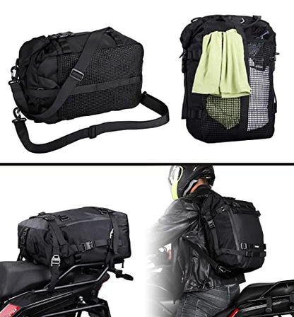 Rhinowalk Motorcycle Saddle Bag, 30L, Black, Waterproof, Combinable, Backpack - size: 30L