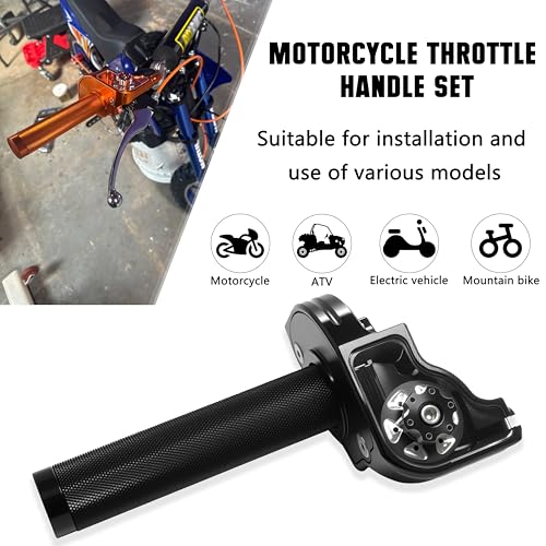 Motorcycle Throttle Grip 7/8" 22mm CNC Aluminum Quick Twister with Throttle Cable for KLX CR CRF EXC XR CRF50 CRF230 50 110 125 230 250 Dirt Pit Bike Motocross Motorbike Quad ATV - color: Black