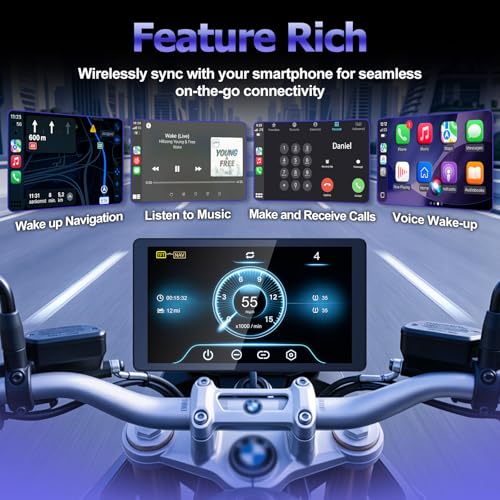 LBW 6.5 Inch Motorcycle CarPlay GPS for BMW, Ultra-Bright CarPlay Screen, 1200 Nits Bright Waterproof HD Touch Screen, Plug&Play Lossless Installation, iOS/Android Native Protocol Support - size: BM 6.5"+Native control+Lossless Installation
