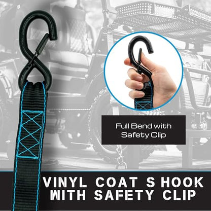 Tie Down 1.5 inch x 8 ft Black Heavy Duty Ratchet Strap, 4-Pack Kit - 5208 lbs. Breaking Load Limit - color: Black, size: 4-Pack