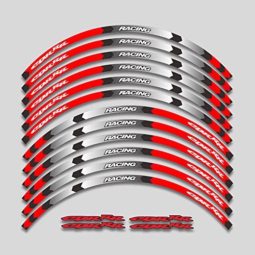 Motorcycle Rim Stripes Decals Wheel Sticker Reflective Tape for Honda CBR RR (CBR RR A Red 12pcs) - size: CBR RR A Red 12pcs