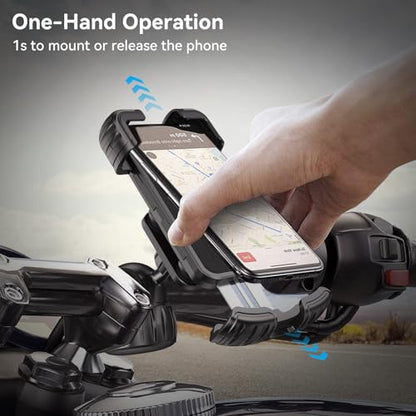 aceyoon Bike Cell Phone Holder, Phone Holder for Motorcycle, Scooter Phone Clip Suitable for 0.59''-1.18'' Handlebars for iPhone Air 17 Pro Max,16 15 Pro Max, More 4.7 to 6.8" Smartphones