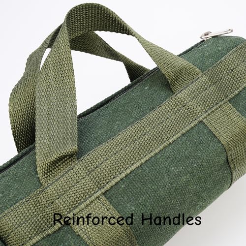 Umaki 2pack Small Tool Pouch Bag, Durable Wear-Resistant Canvas Zipper Pouch for Tool Organizer, Utility Tool Bag For Craft Making, Maintenance, Electrician and Carpenters, 7.9'' x 3.9'', Green