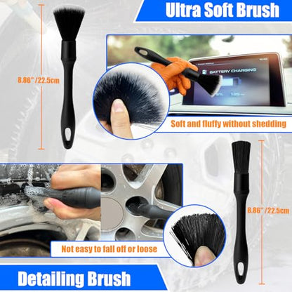 Car Wheel Brush Kit, Soft Drill Wheel Cleaner Brush, Tire Brush, Detailing Brush, and Detailing Pads, No Scratches Car Wheel Cleaning Kit for Wheels, Tires, Rims, Engines, Exhaust(Blue+White, 6 Pack) - color: Blue+white 6 Pk