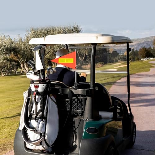 2 Pack Reflective Safety Flag - 8.6 x 11.8 Inches Orange, Telescopic Pole, Mount for Golf Carts & Wheelchairs - color: Orange 2 Pack