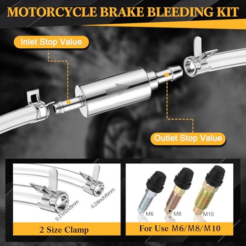 Brake Bleed Kit Hydraulic Disc Clutches Bleeding Kit Includes 100ml Syringe 50cm Hose and One Way Check Valve Tube Bleeding Tool for Motorcycle Cars Brake System Repair Maintenance