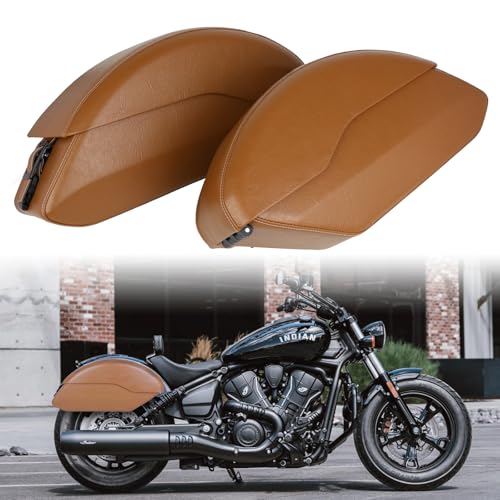 Motorcycle Saddlebag Side Pocket luggage Fits for Indian Scout Sixty ABS 2015-2023 Model Brown - color: Brown