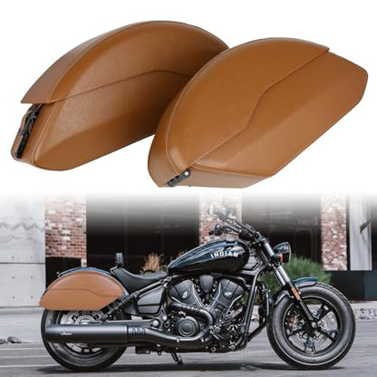 Motorcycle Saddlebag Side Pocket luggage Fits for Indian Scout Sixty ABS 2015-2023 Model Brown - color: Brown