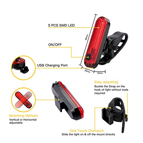 Bike Lights, Super Bright Bike Front Light 1200 Lumen, IPX6 Waterproof 6 Modes Cycling Light Flashlight Torch with USB Rechargeable Tail Light(USB Cable Included) - color: new
