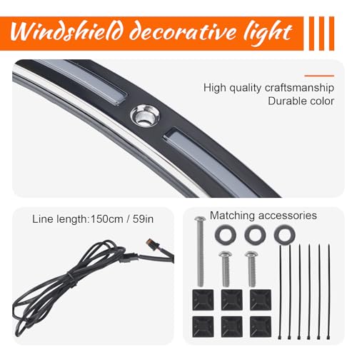 LED Running Turn Signal Light Windshield Windscreen Trim Fit for Harley 2014+Touring Electra Glide Street Glide Ultra Limited (Chrome Windshield Trim, LED Running/Turn Signal, Smoke Lens) - color: Chrome