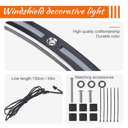 LED Running Turn Signal Light Windshield Windscreen Trim Fit for Harley 2014+Touring Electra Glide Street Glide Ultra Limited (Chrome Windshield Trim, LED Running/Turn Signal, Smoke Lens) - color: Chrome