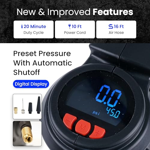 VIAIR Digital EVC88P7 - Portable Air Compressor Tire Inflator for Car, Truck, SUV & RV | Preset Automatic Shut Off Feature | 7-Way Trailer Connector Plug - style: Digital Auto w/Trailer Plug